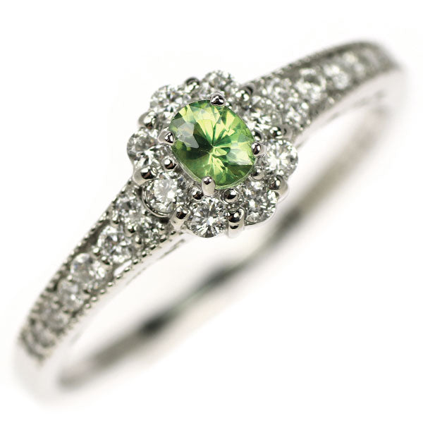 Pt900 Demantoid Garnet Diamond Ring 0.16ct D0.22ct Rare 