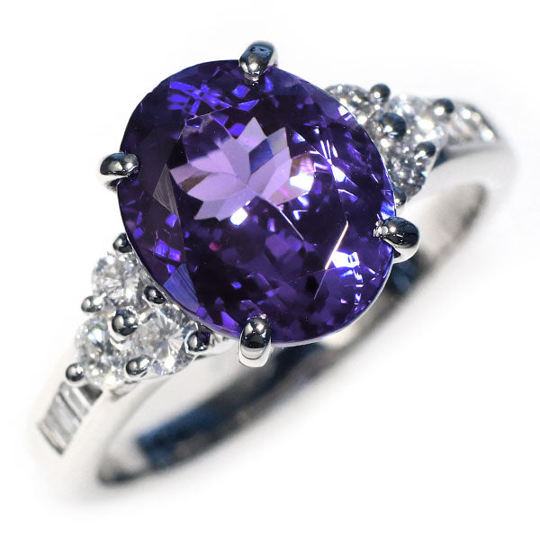 Pt900 Tanzanite Diamond Ring 5.15ct D0.55ct 