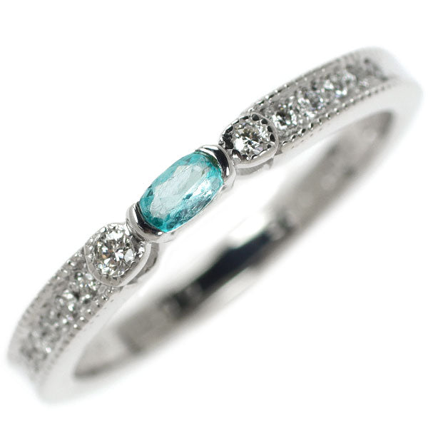 Rare K18WG Paraiba Tourmaline Diamond Ring 0.08ct D0.119ct 