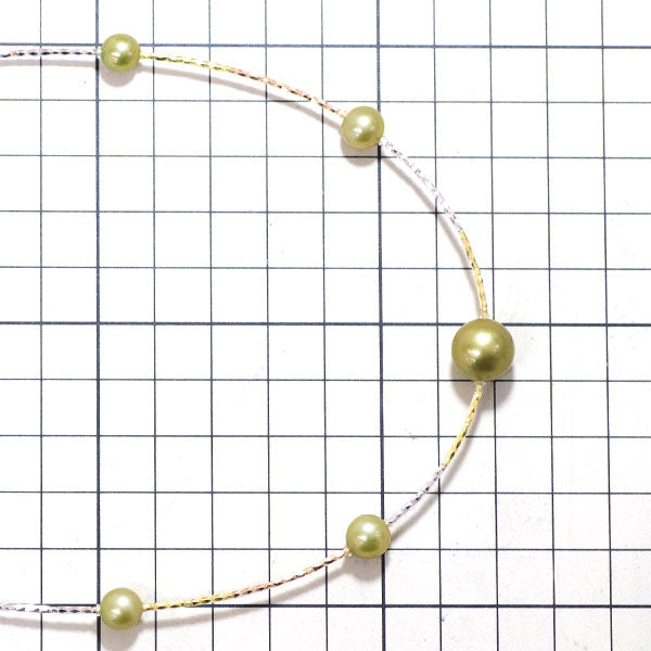 K18YG/WG/PG Pistachio Pearl Necklace Diameter 7.0-11.2mm Station 