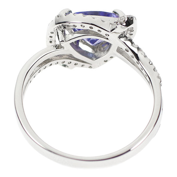 Pt900 Trilliant Tanzanite Diamond Ring 0.87ct D0.21ct 