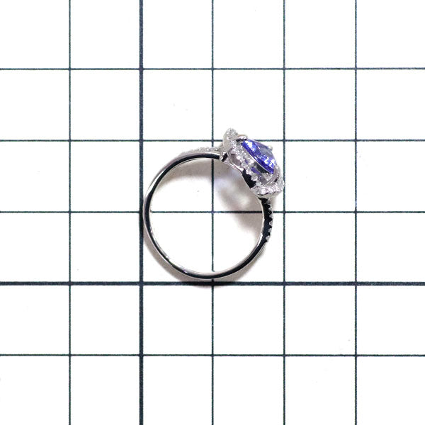 Pt900 Trilliant Tanzanite Diamond Ring 0.87ct D0.21ct 