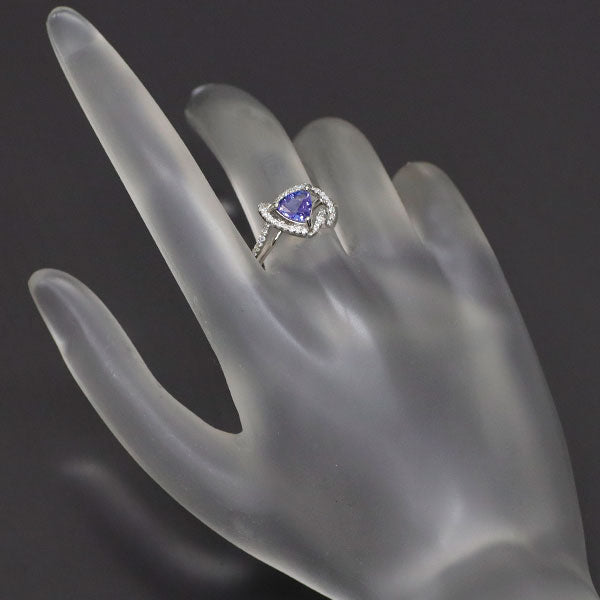 Pt900 Trilliant Tanzanite Diamond Ring 0.87ct D0.21ct 