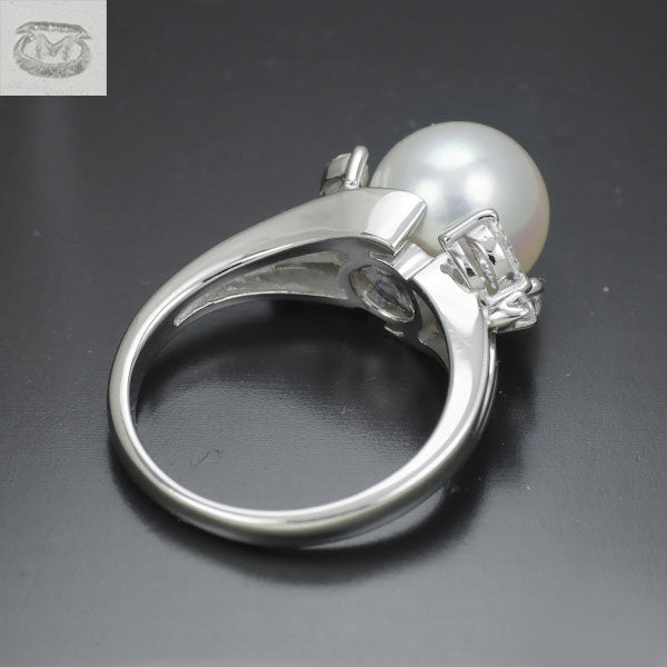 MIKIMOTO Pt950 Akoya pearl diamond ring, diameter approx. 9.1mm 