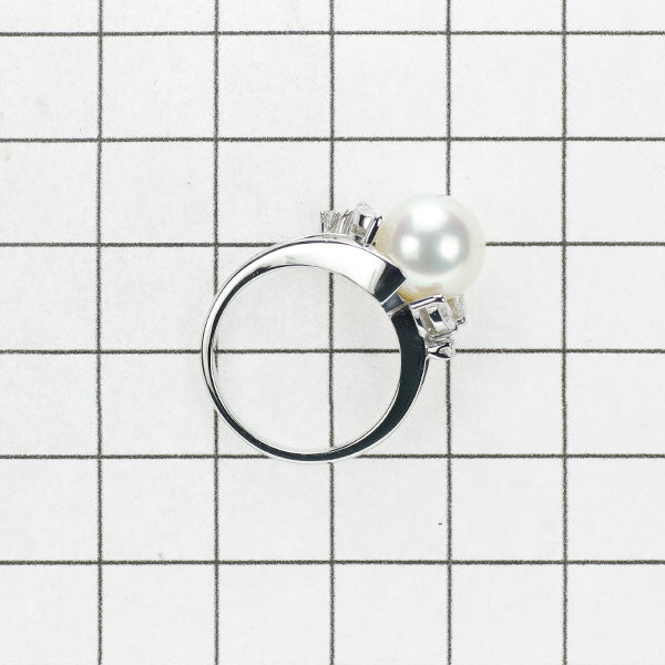 MIKIMOTO Pt950 Akoya pearl diamond ring, diameter approx. 9.1mm 