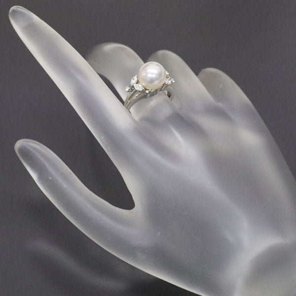 MIKIMOTO Pt950 Akoya pearl diamond ring, diameter approx. 9.1mm 