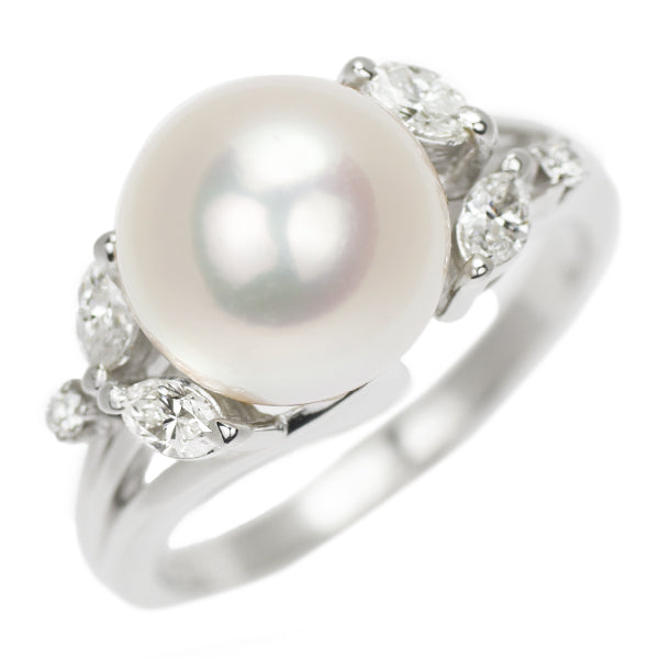 MIKIMOTO Pt950 Akoya pearl diamond ring, diameter approx. 9.1mm 