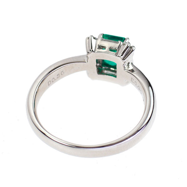 Pt900 Emerald Diamond Ring 0.90ct D0.36ct 