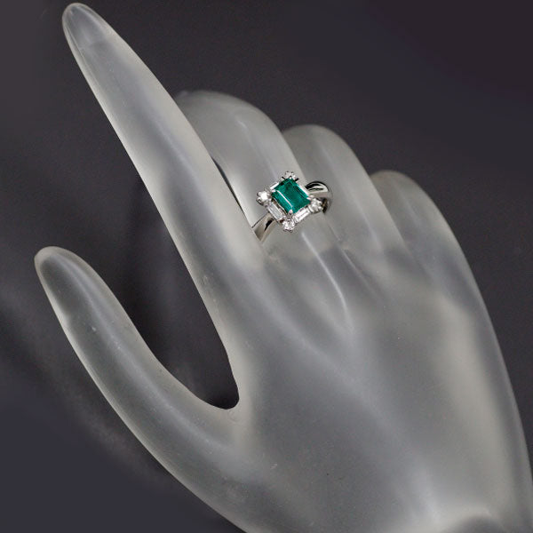 Pt900 Emerald Diamond Ring 0.90ct D0.36ct 