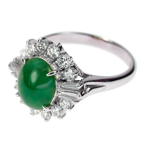 Pt900 Jade Diamond Ring 2.63ct D0.97ct 