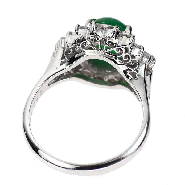 Pt900 Jade Diamond Ring 2.63ct D0.97ct 