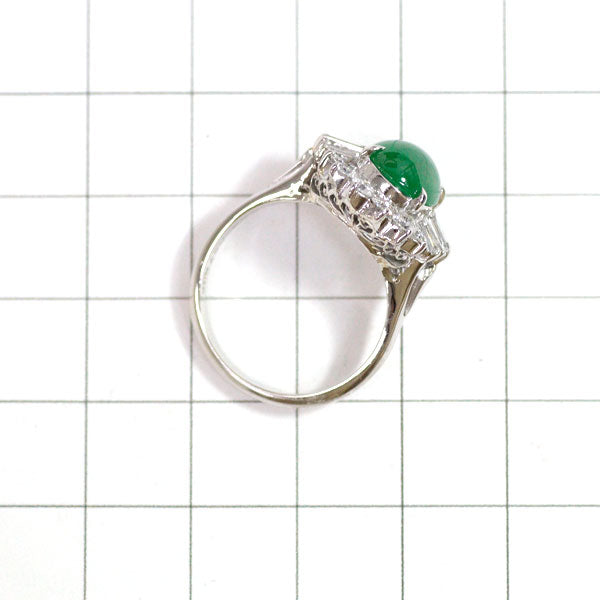 Pt900 Jade Diamond Ring 2.63ct D0.97ct 