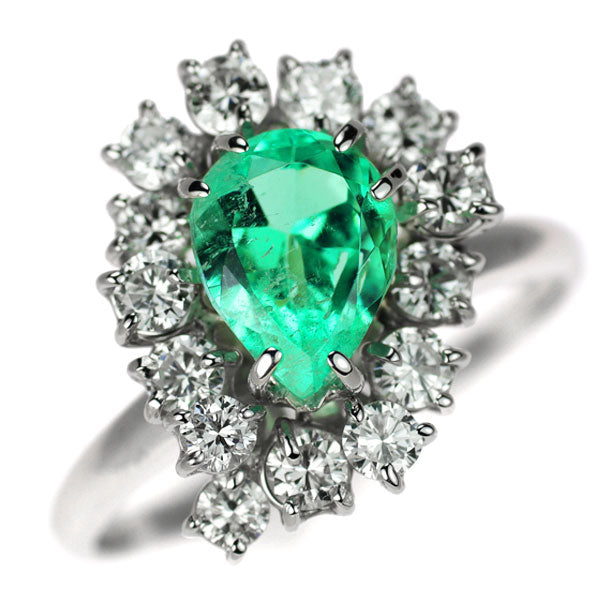 K18WG Emerald Diamond Ring 1.688ct D1.20ct 