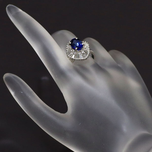 Pt900 Sapphire Diamond Ring 2.91ct D0.995ct 