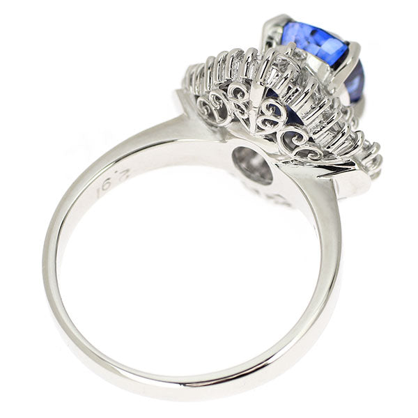 Pt900 Sapphire Diamond Ring 2.91ct D0.995ct 