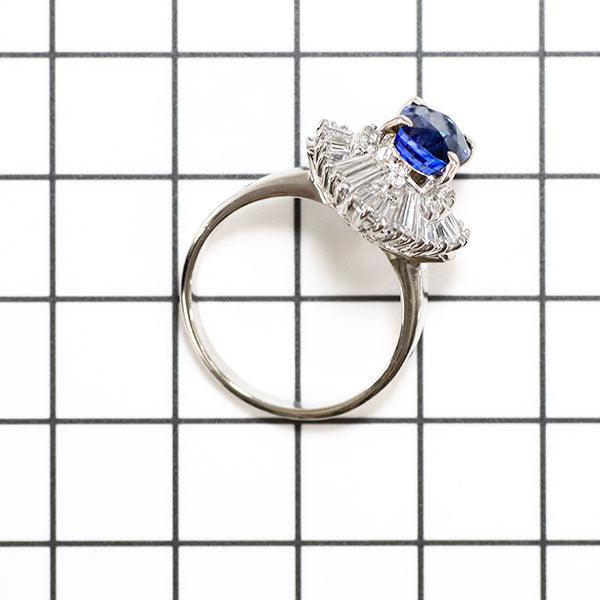 Pt900 Sapphire Diamond Ring 2.91ct D0.995ct 