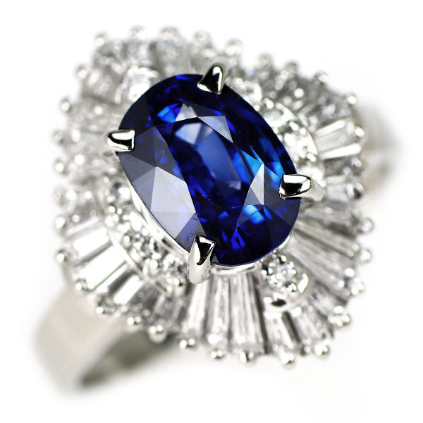 Pt900 Sapphire Diamond Ring 2.91ct D0.995ct 