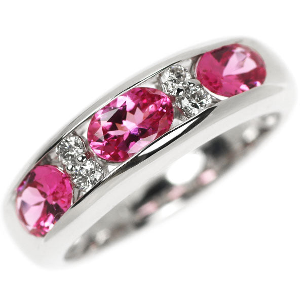 K18WG Pink Sapphire Diamond Ring 1.29ct D0.12ct 