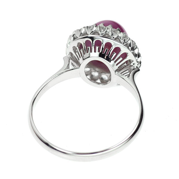 K14WG Synthetic Purple Star Sapphire Cubic Zirconia Ring, Vintage Product with Crown Openwork 