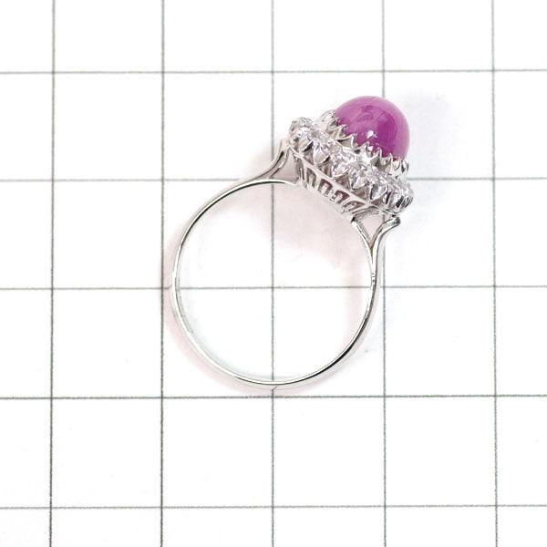 K14WG Synthetic Purple Star Sapphire Cubic Zirconia Ring, Vintage Product with Crown Openwork 