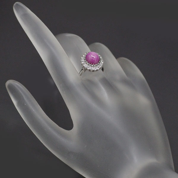 K14WG Synthetic Purple Star Sapphire Cubic Zirconia Ring, Vintage Product with Crown Openwork 