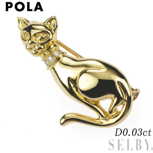 Paula K18YG Diamond Brooch 0.03ct Cat 