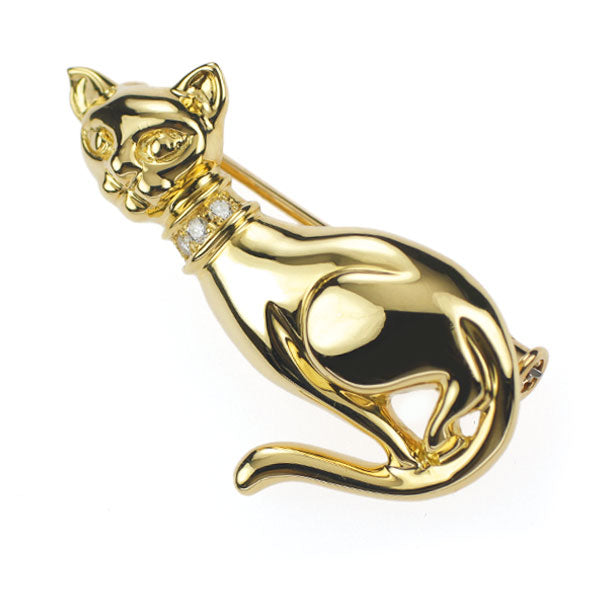 Paula K18YG Diamond Brooch 0.03ct Cat 