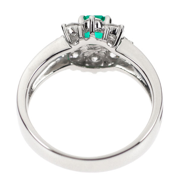 Pt900 emerald diamond ring 0.32ct D0.52ct 