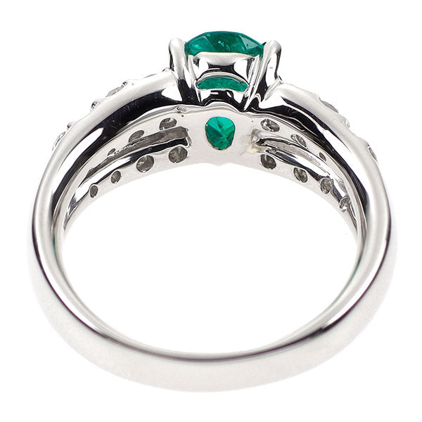 Pt900/K18 Emerald Diamond Ring 1.03ct D0.73ct 