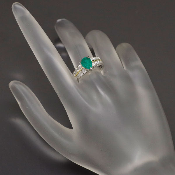 Pt900/K18 Emerald Diamond Ring 1.03ct D0.73ct 