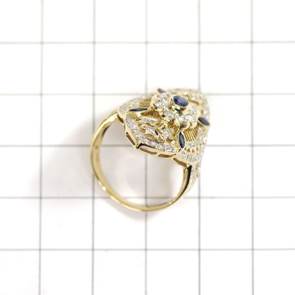 K18YG/WG Sapphire Diamond Ring 0.73ct D0.59ct 