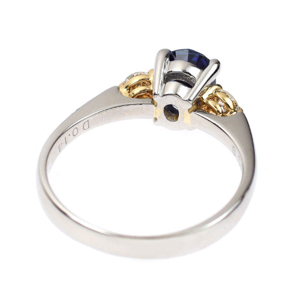 Pt900/ K18YG Sapphire Diamond Ring 0.92ct D0.14ct 