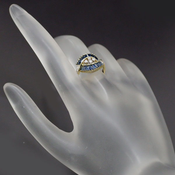 K14YG/WG Sapphire Diamond Ring 