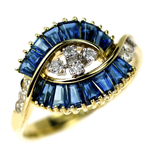 K14YG/WG Sapphire Diamond Ring 