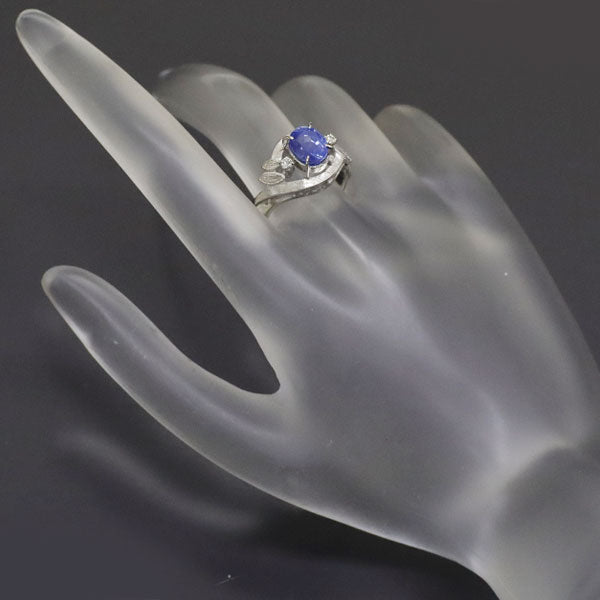 Pt850 Sapphire Diamond Ring 2.60ct 