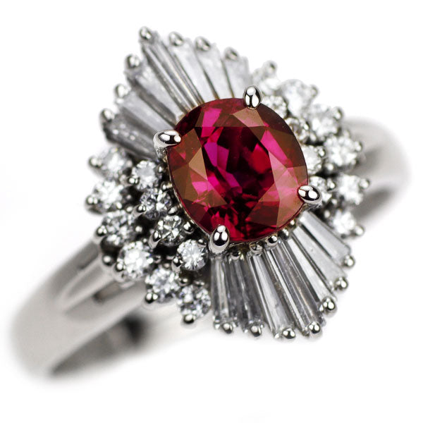 Pt900 Ruby Diamond Ring 0.54ct D1.05ct 