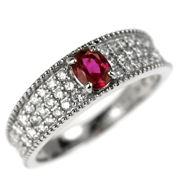 Pt950 Ruby Diamond Ring 0.46ct D0.60ct