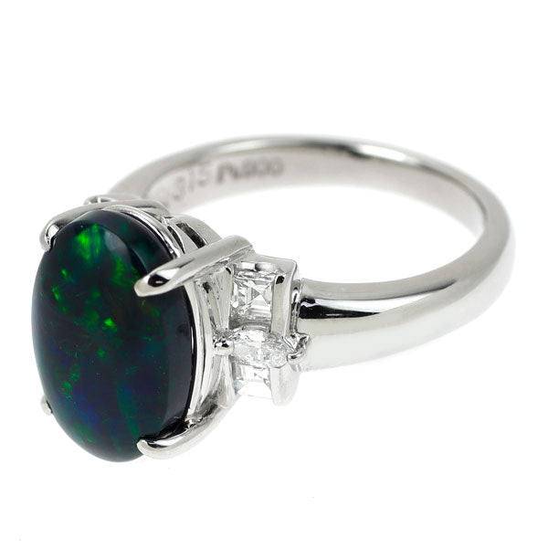 Pt900 Black Opal Diamond Ring 3.15ct D0.46ct 