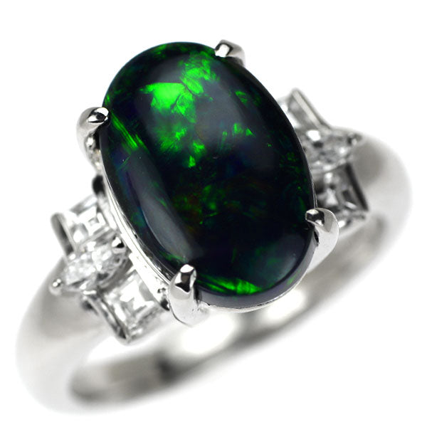 Pt900 Black Opal Diamond Ring 3.15ct D0.46ct 