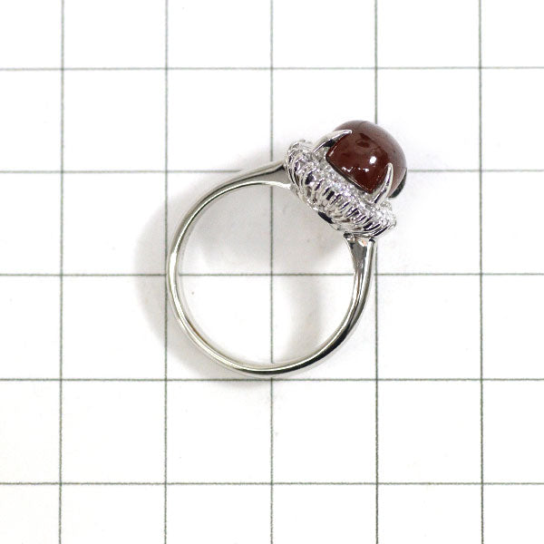 Pt900 Hessonite Garnet Diamond Ring 3.98ct D0.40ct 