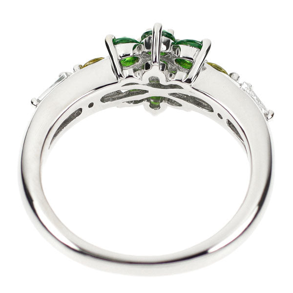 Rare Pt900 Demantoid Garnet Diamond Ring 0.74ct D0.28ct Flower 