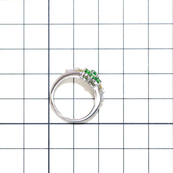 Rare Pt900 Demantoid Garnet Diamond Ring 0.74ct D0.28ct Flower 