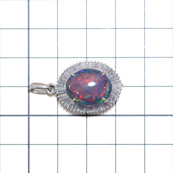 Pt900 Black Opal Diamond Pendant 6.77ct D1.33ct Locket Type 