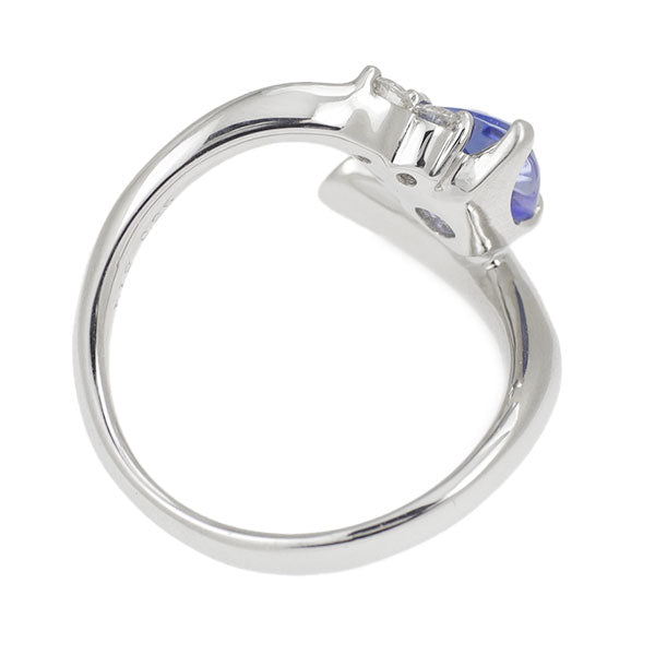 Pt900 Trillion Tanzanite Diamond Ring 1.12ct D0.25ct