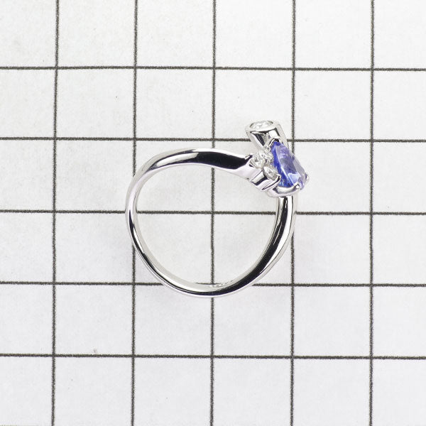 Pt900 Trillion Tanzanite Diamond Ring 1.12ct D0.25ct