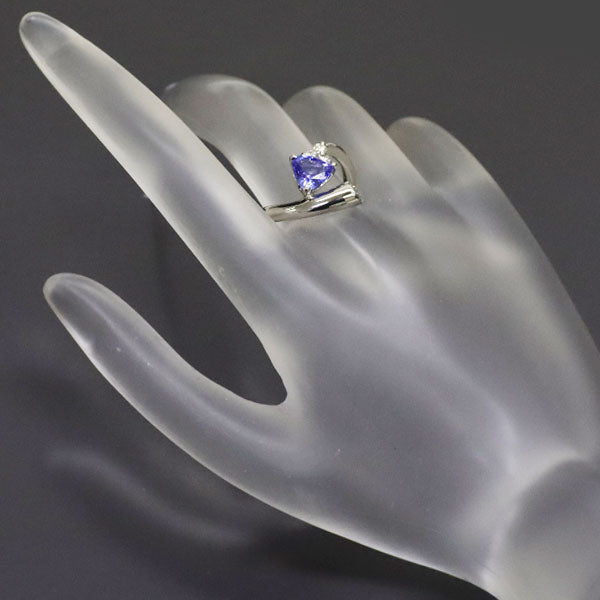 Pt900 Trillion Tanzanite Diamond Ring 1.12ct D0.25ct