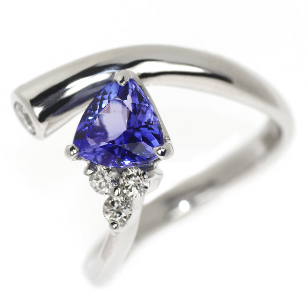 Pt900 Trillion Tanzanite Diamond Ring 1.12ct D0.25ct