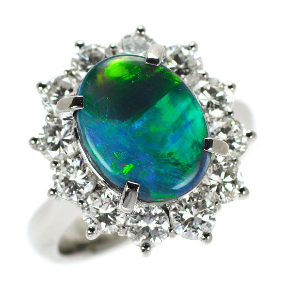 Pt900 Black Opal Diamond Ring 2.60ct D1.86ct 