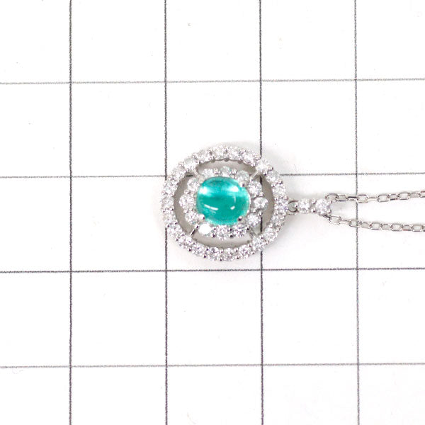 Pt900/ Pt850 エメラルド キャッツアイ ダイヤモンド ペンダントネックレス 0.67ct D0.46ct