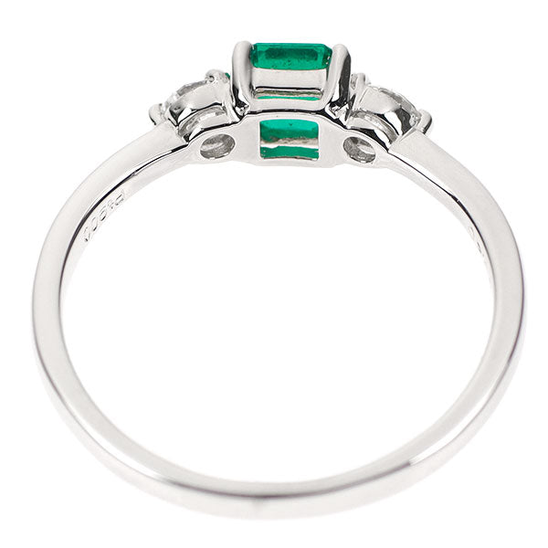 Pt900 Emerald Diamond Ring 0.359ct D0.20ct 